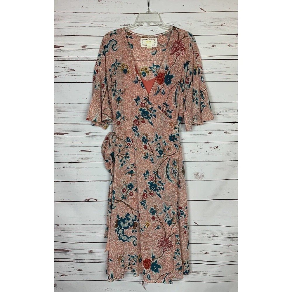 Maeve By Anthropologie Women' L Large Red Floral Cute Adelaide Wrap Dress $148